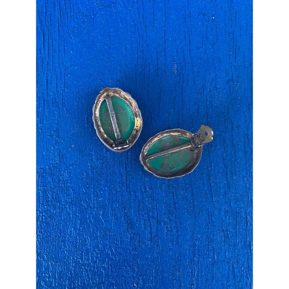 Green Molded Lucite Confetti Earrings - Picture 8 of 8